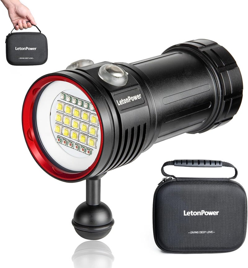 LetonPower L15 10000 Lumens Underwater Video Light - 100m (330ft) Waterproof Dive Video Light with USB-C Charging, Professional Floodlight for Scuba Diving, Snorkeling & Underwater Photography - Image 1
